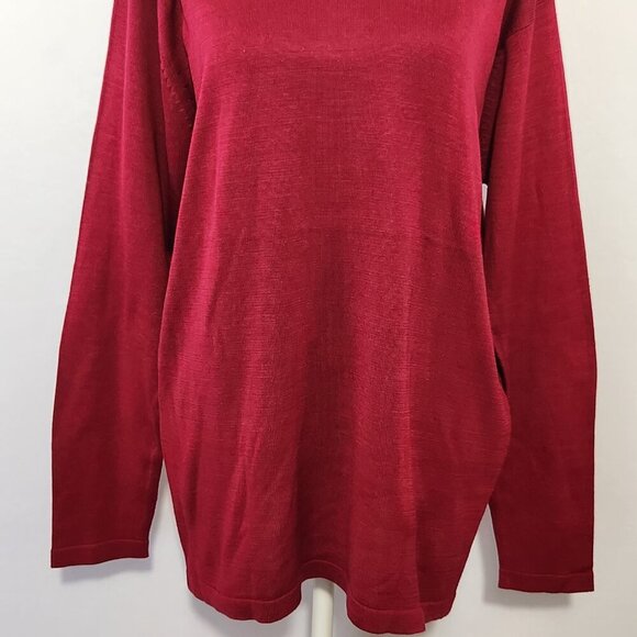 August Silk Women's Size Large Fuchsia Round Neck Silk Pullover Sweater Career - Picture 3 of 13